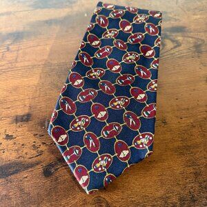 VTG Crest Tommy Hilfiger Mens Tie AOP Golf Silk Preppy Red Blue Necktie USA